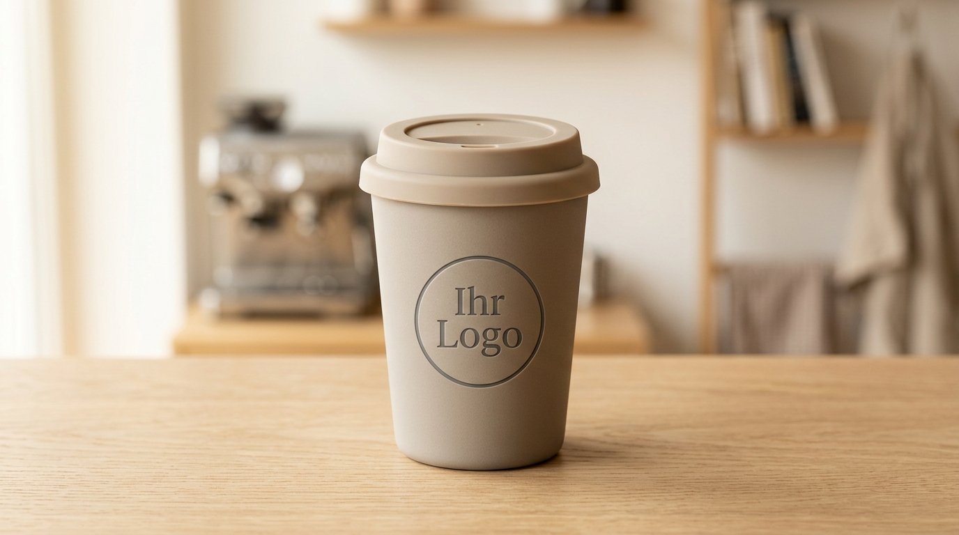 Kaffeebecher to go aus Karton mit Deckel im Studio